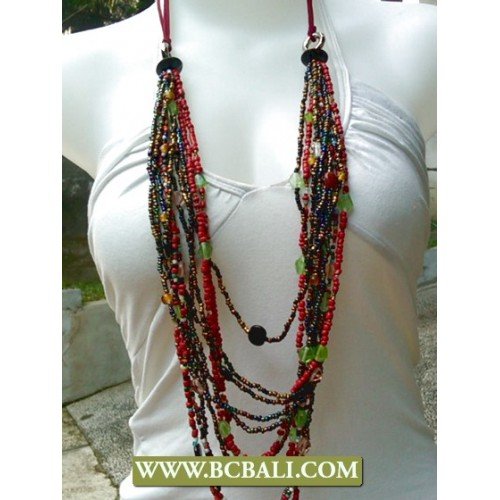 Bali Bead Glass Layered Necklace bali bead layered necklace, handmade
